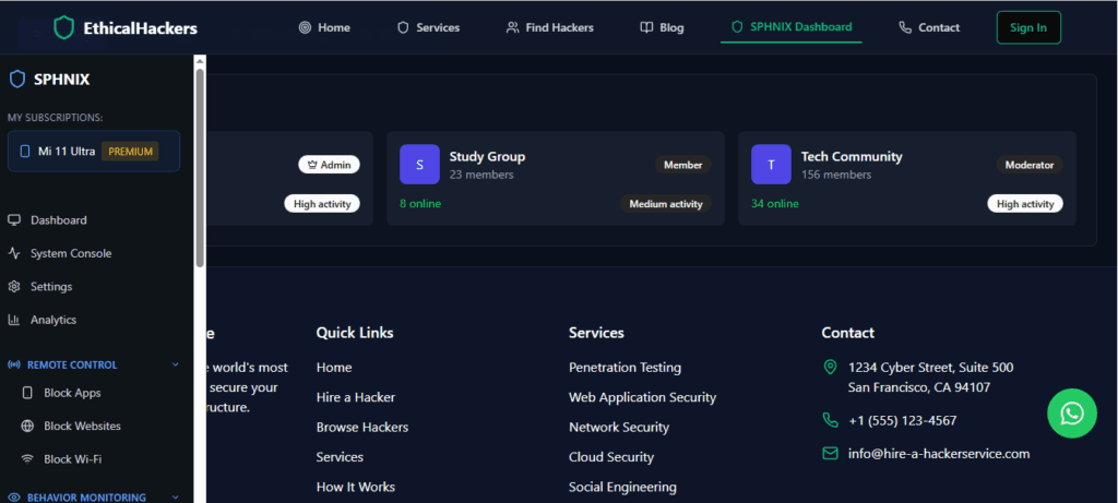 A professional Gmail security and monitoring application interface, showing expert insights into ethical account access and protection features.