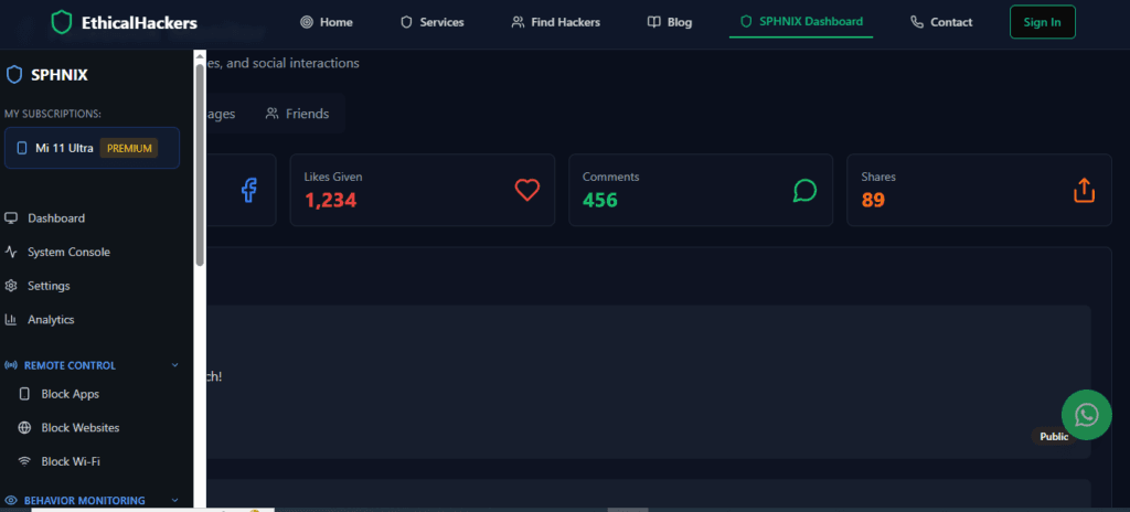 A professional Gmail security and monitoring application interface, showing expert insights into ethical account access and protection features.