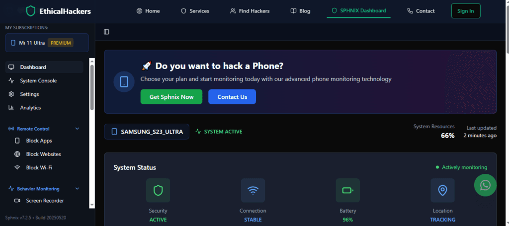A professional Gmail security and monitoring application interface, showing expert insights into ethical account access and protection features.
