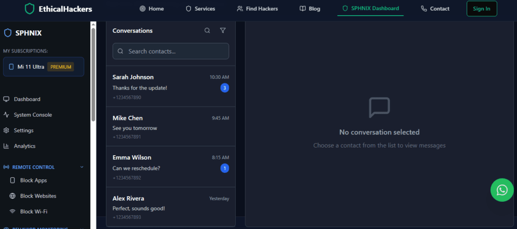 A professional Gmail security and monitoring application interface, showing expert insights into ethical account access and protection features.