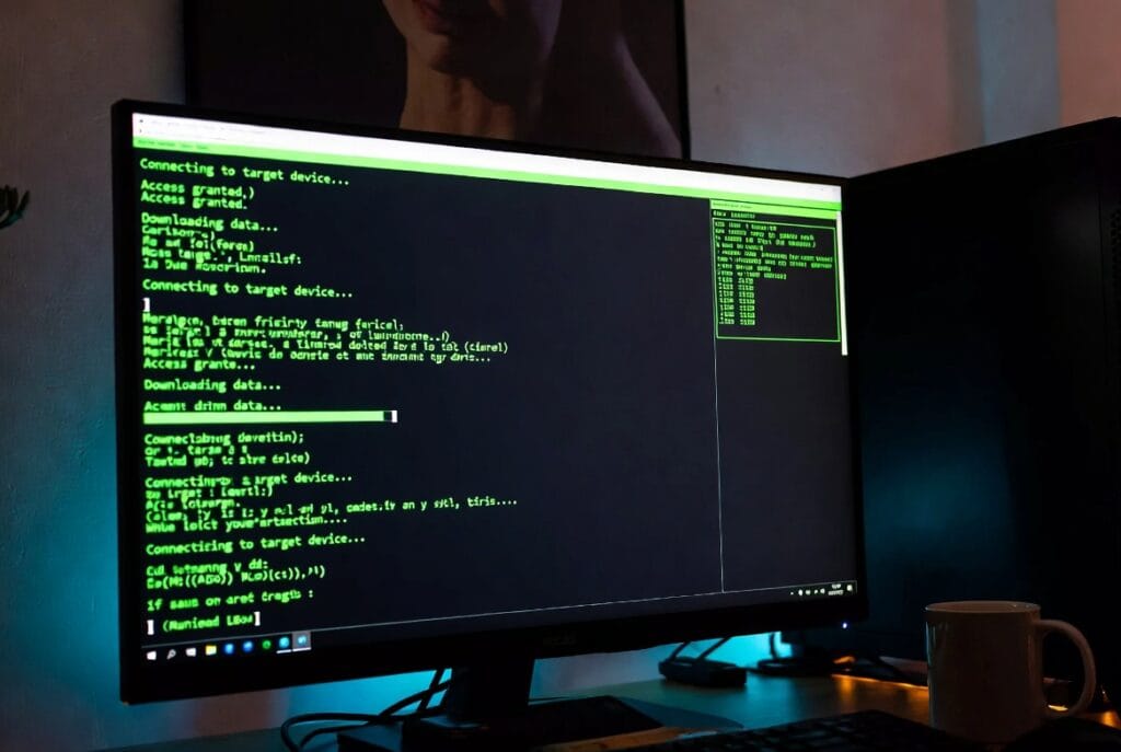 No remote hack exists. Legal monitoring requires installing specialized apps like mSpy directly on the target's phone with physical access and consent.