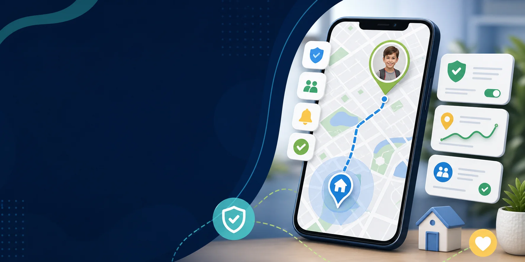 AI generated family location safety monitoring visual