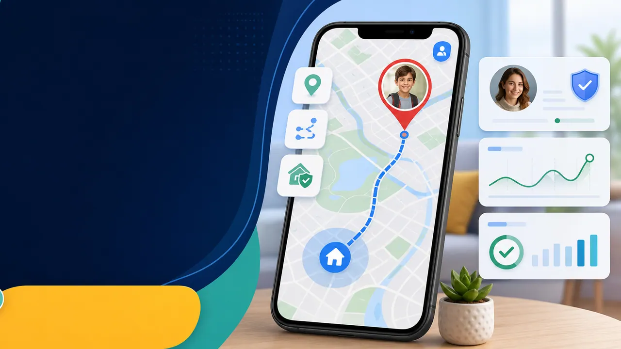 Family reviewing consent-based phone location and parental control options together
