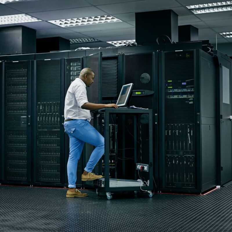 Security specialist managing protected server infrastructure